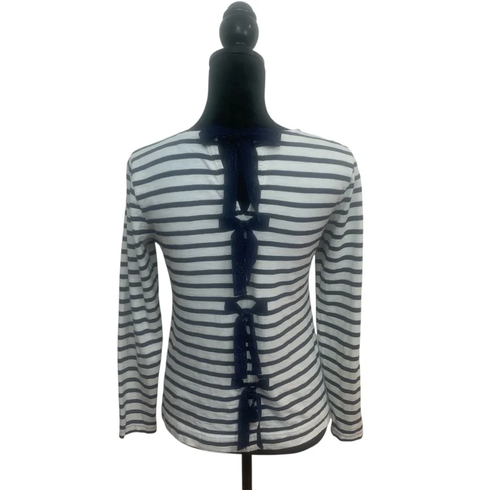 J Crew Woman S Nautical Classic Navy Stripes Preppy Old‎ Money 3/4 Sleeve Top